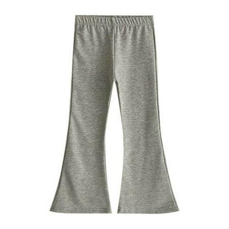 Fgnfyis Kids Sweatpants Solid Flared Wide Leg Casual Trousers Lightweight Warm For Boys And Girls Kids Pants Grey 6-7 Years