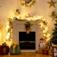 thumbnail image 2 of Costway 9ft Pre-lit Snowy Christmas Garland w/ Berries Poinsettia Flowers Timer, 2 of 11