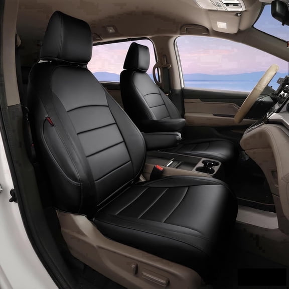 coverdream Odyssey Seat Covers Full Set 8-Seater For 2018-2025 2026 Honda Odyssey EX,EX-L,Elite,Touring,Sport,2nd Row 40/20/40 Split Seat - Breathable Leather Auto Seat Covers(Black)