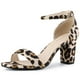 thumbnail image 1 of Sandalias Tacón Grueso Allegra K Punta Abierta Correa De Tobillo Leopardo Blanco 39 EU, 1 of 7
