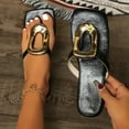 thumbnail image 4 of Buckle Flat Sandals for Women 2025 Summer Fashion Casual Square Open Toe Flip Flop Beach Dressy Thongs Slides, 4 of 10
