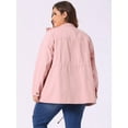 thumbnail image 4 of DARING DIVA Plus Size Drawstring Waist Zip-up Utility Jacket 1X Pink, 4 of 6