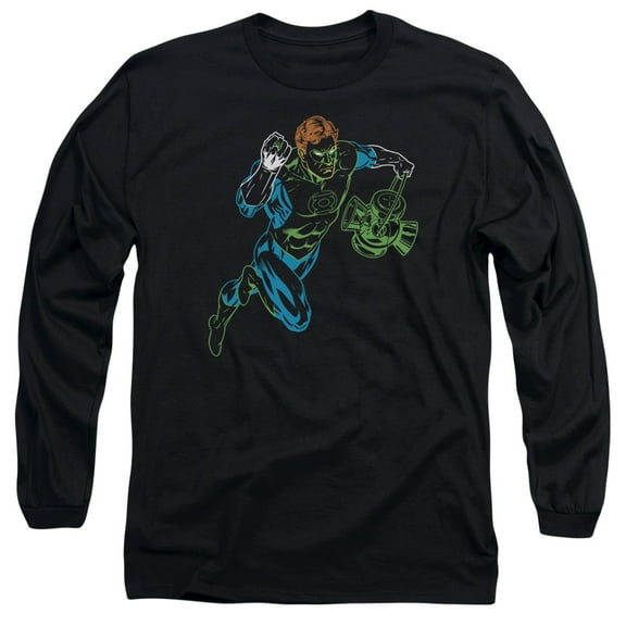 Green Lantern Men's  Neon Lantern Long Sleeve Black
