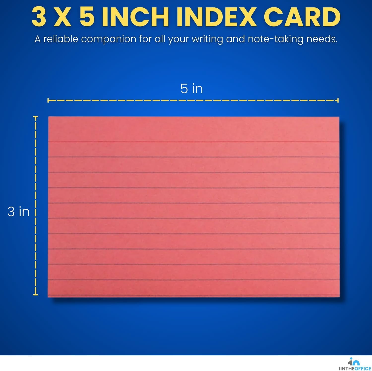 1InTheOffice Index Cards 3x5, Colored Index Cards, Lined , Red, 400 Pack