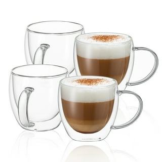 LYTDMSKY Double Wall Coffee Mugs Set of 4, 8 oz Clear Glass Mug