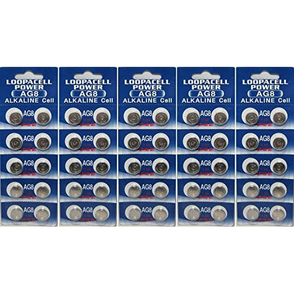 50 LOOPACELL AG8 Alkaline Button Cell Batteries