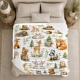 thumbnail image 4 of Sweet Woodland Friends Deer Fox Rabbit Raccoon Bear Floral Flannel Blanket, Cozy Sofa Throw for families and Nature Fans, Warm Bedroom bedroom Reading Nook Home Decor, Birthday Gift, 4 of 8