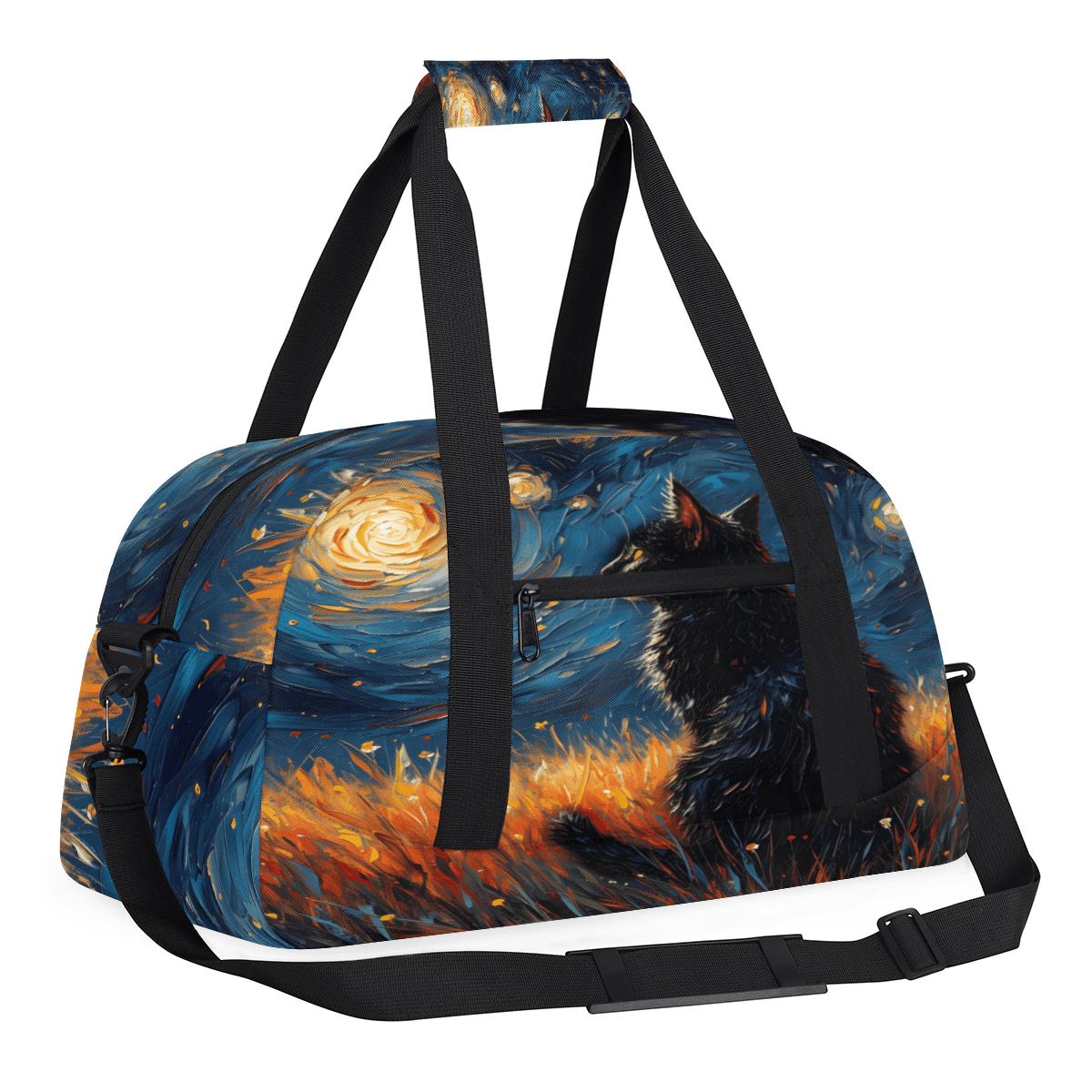 Herdesigns Funny Cat Sports Duffle Bag for Women & Men, Unique Cat Gym Bag Dance Bag Overnight Bag Carry On Weekender Travel Bag