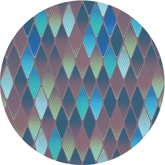Ahgly Company Machine Washable Indoor Round Transitional Macaw Blue Green Area Rugs, 3' Round
