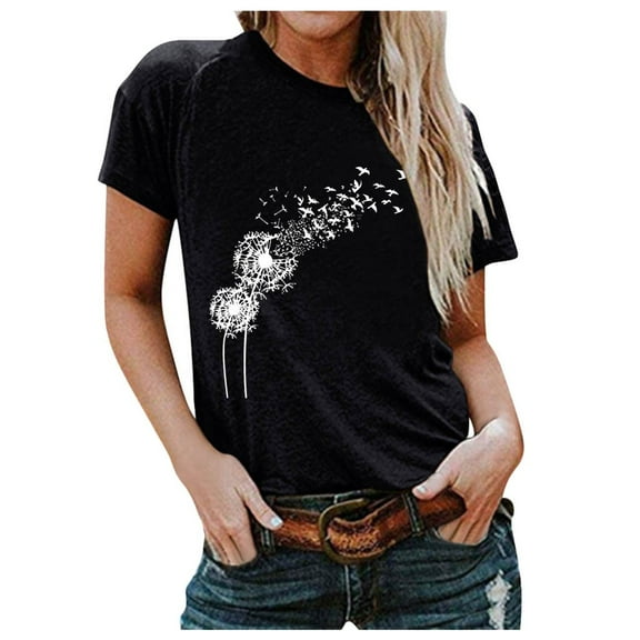 Outfmvch t shirts for women Fashion Printing Casual Funny T shirt For Lady Girl womens tops shirts for women Black