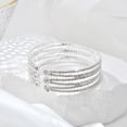 thumbnail image 4 of Bling 6 Rows Layered Bridal Crystal Rhinestone Cuff Bracelet Adjustable Silver Bangle for Women Jewelry Wedding Formal Prom Cocktail Party, 4 of 6
