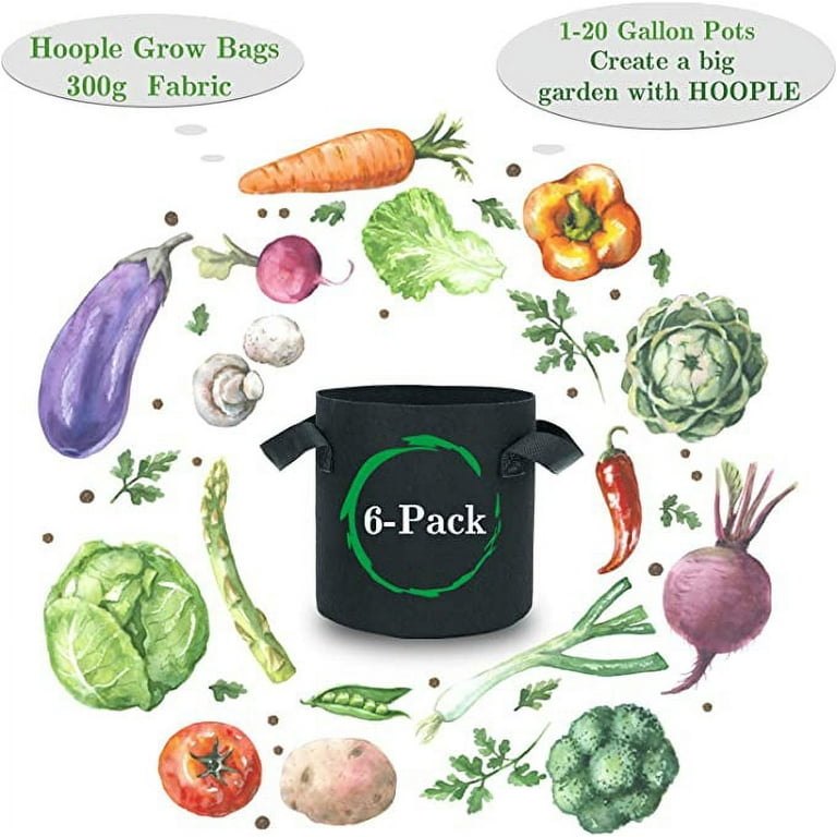 6 Pack Grow Bags Garden Heavy Duty Non-Woven Aeration Plant Fabric Pot –  TOPOKO
