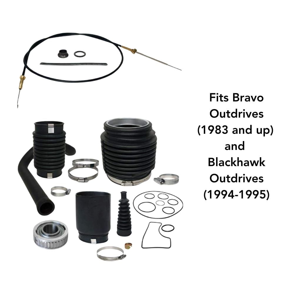 Transom Service Kit Replaces 30-803100T1 for Mercruiser Bravo 1, 2, 3, I, II, III, Gimbal Bearing, Shift Cable, Exhaust, U-Joint, Shift Bellows by FASWORX