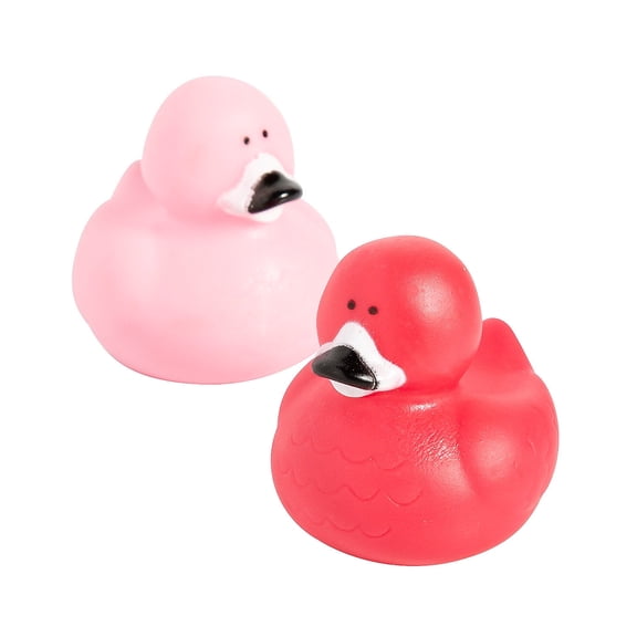 2" Bright and Soft Pink Colored Flamingo Rubber Duck Toys - 12 pieces
