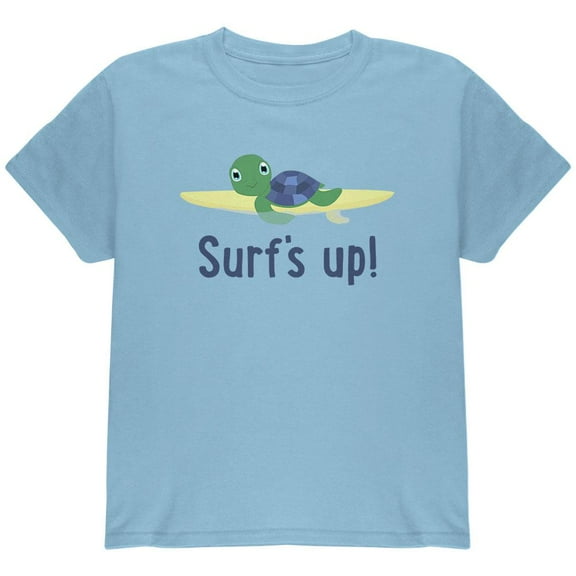 Sea Turtle Surf's Up Summer Cute Youth T Shirt Light Blue YSM