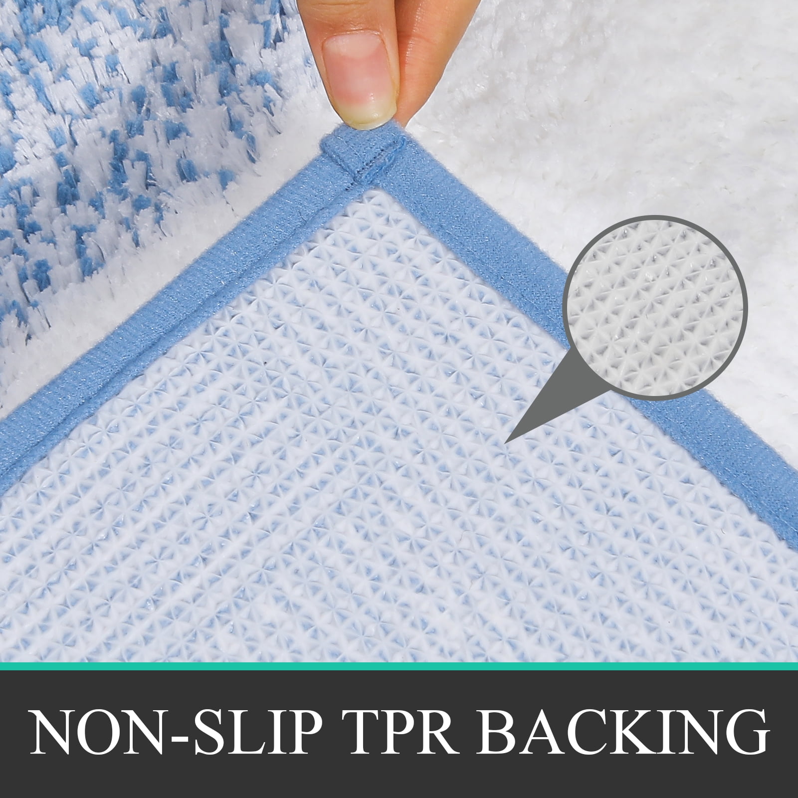 Ileading 3 Piece Bath Rug Set Microfiber Washable Non Slip Bathroom Rug and Mat Set, Blue