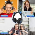 thumbnail image 3 of ZHAOCHENG Auriculares Bluetooth supraaurales negros para niñas, auriculares con orejas de gato, luz RGB, auriculares estéreo inalámbricos plegables para niños, auriculares con micrófono telescópico, 3 of 3