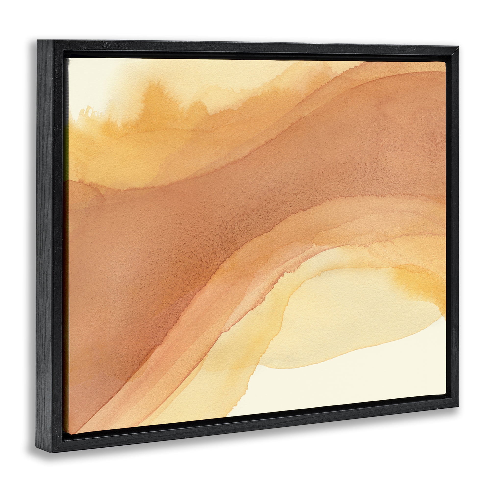 Stupell Industries Splashed Orange Movement Abstract Painting Black Floater Framed Canvas Art Print Wall Art, 21 x 17