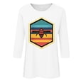 thumbnail image 5 of CYMMPU Spring Tops Round Neck Tunic Tops Bee Printed Blouses for Women Dressy Casual Fall Fashion Shirts 3/4 Sleeve Loose Fit Lightweight Basic T-Shirts White XL, 5 of 5