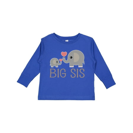 

Inktastic Big Sis Elephant Girls Long Sleeve Toddler T-Shirt
