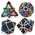 thumbnail image 4 of Carbon Fiber Speed Cube Set 3x3 Pyramid Megaminx 3x3x3 Skewb Square-1 Speed Cube Bundle Pack, 4 of 5