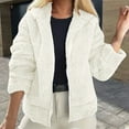 thumbnail image 2 of UAMVSH Womens Oversized Sherpa Hoodie for Winter Warm Fuzzy Fleece Hooded Sweatshirt with Pockets Plush Full Zipper Jacket Coat(X-Large,White), 2 of 6