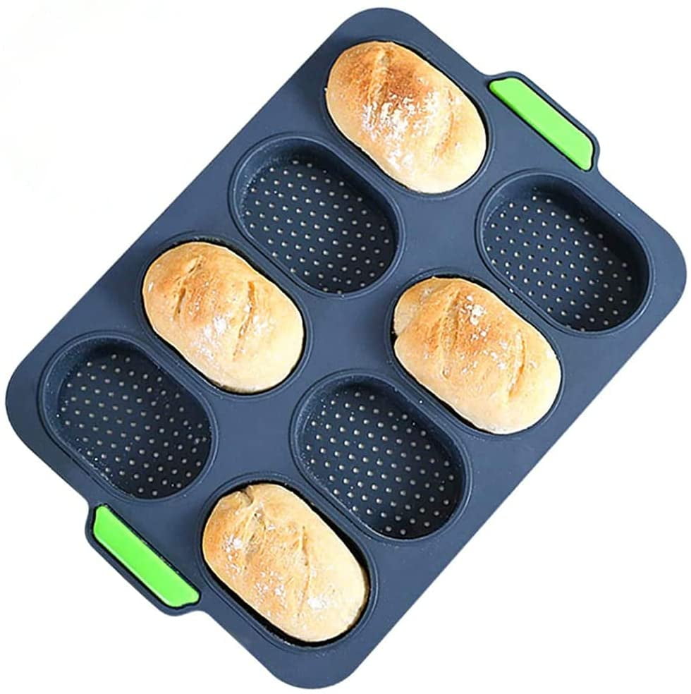8 Rolls Silicone French Bread Baking Mold Non-stick Tray Bakery Food Grade Pan 