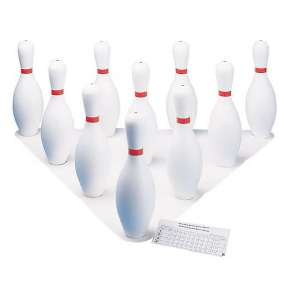Plastic Bowling Pin Set, White - Set of 10