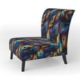 thumbnail image 3 of Designart "blue and purple Vibrant Peacock Feather I" Blue Feathers Upholstered Accent Chair - Bohemian & Eclectic Arm Chair For Bedroom, 3 of 5