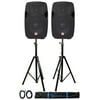 2) Rockville SPGN108 10" Passive 800W ABS Plastic PA Speakers+Stands+Cables+Bags