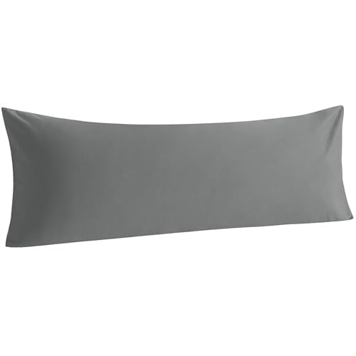 Cotton Body Pillowcase - Envelope Closure 20x54 Pillowcase,Breathable and Soft Bed Pillow Case,Grey