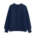 thumbnail image 6 of DHFJKG Women's Cable Knit Cardigan Sweater Crewneck Long Sleeve Button Up Cardigans Solid Color Loose Fit Layering Top Cozy Outerwear, 6 of 6