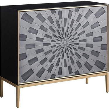 Bowery Hill Contemporary Console Table in Gray & Brass Finish