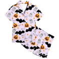 thumbnail image 4 of MUXiin Toddler Pajamas 3T Girls Halloween Print Pajama Set Short Sleeve Lapel Top And Pants Comfy Sleepwear For Kids Casual Home Loungewear Outfit Age 3 13 Years, 4 of 4