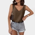 thumbnail image 4 of Timegard Womens Tank Tops Satin Deep V Neck Sleeveless Solid Color Casual Comfy Soft Tee Camis Summer, 4 of 7