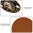 thumbnail image 5 of Hedgehog 6PCS Round Microfiber Leather Coasters, 11x11 cm/4.3x4.3 in, Drink Mats for Home and Office, Set of 6 Coasters, 5 of 6