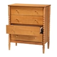 thumbnail image 2 of Baxton Studio Lucera Mid-Century Oak Brown Bobbin Wood 4-Drawer Chest, 2 of 10