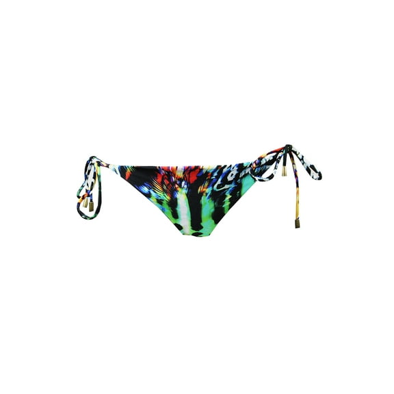 Rachel Rachel Roy Black Multi Tail Feathers Printed Side-Tie Bikini Bottom M