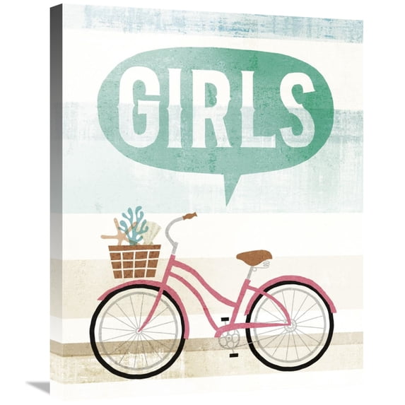 Global Gallery's 'Beach Cruiser Girls II' By Michael Mullan Stretched Canvas Wall Art
