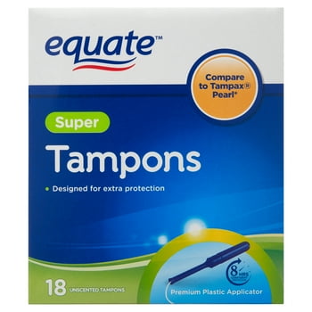 Equate Super Absorbency Unscented Tampons with Plastic Applicators, 18 Ct