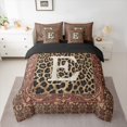thumbnail image 2 of jejeloiu Ancient Damask Jacquard 7pcs Bedding Comforter Set,First Letter E Queen Bedding Sets For Leopard Lover Reversible, 2 of 8