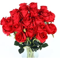 Zukuco Artificial Silk Red Rose Flower Bouquet Wedding Party Home Decor, Pack of 10-Red