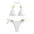 thumbnail image 1 of TSADFHJI Womens Plus Size Swimsuits Solid Color Bikini Sexy Lace Up Small Fresh Two Piece Swimsuit L White, 1 of 5