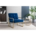 thumbnail image 2 of 25'' Wide Velvet Tufted Upholstered Golden metal frame Accent Armchair, Stain-Resistant Performance Velvet Upholstery gold stainless steel frame, Stylish Contemporary Design, Blue, 2 of 7