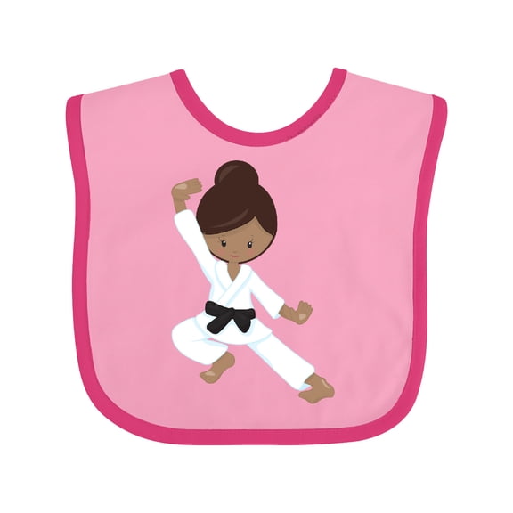 Inktastic African American Girl, Black Belt, Karate Girl Girls Baby Bib