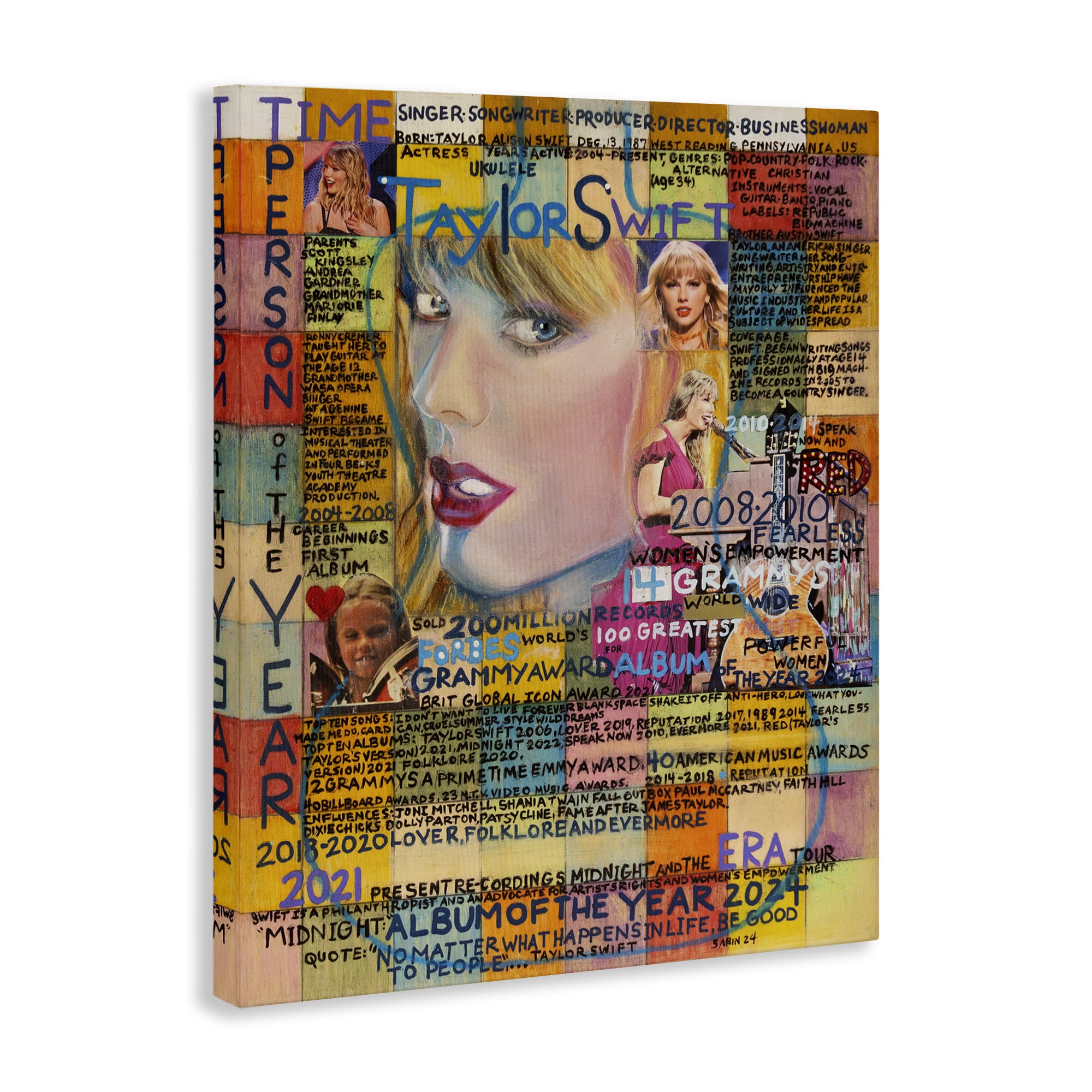 Stupell Industries Taylor Musician Collage People Drawing Wrapped Canvas Art Print Wall Art, 36 x 48