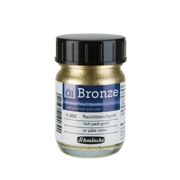 Schmincke - Oil bronze, rich pale gold, 50 ml, 15 802 024, for iridescent metallic effects on oil paintings, as well as on pre-primed surfaces, e.g. wood, metal, plaster