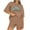 Brown, variant on Fsshion 2 Piece of Outfits for Womens Plus Size Casual Print Round Neck Short Sleeve Short Pants Pocket Set