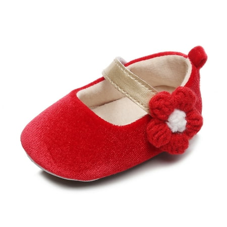 

Baby Girls Mary Jane Flats Flower Princess Wedding Dress Shoes