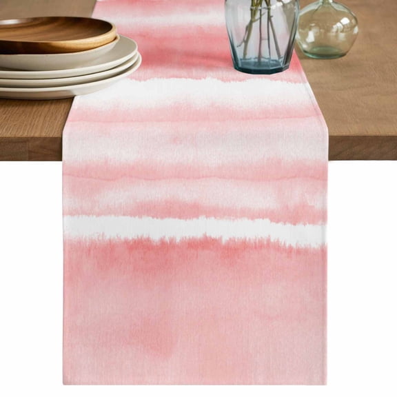Table Runner 48 Inches Long for Kitchen Dining, Pink Ombre Dresser Scarf Farmhouse, Dining Table Decorations for Wedding/Parties, Modern Abstract Art Farmhouse 13 x 48 In